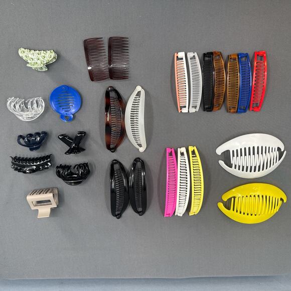 VTG Mixed Lot 26 Hair Claws Combs Banana Clip Accessories 80s 90s Retro Clincher - Picture 1 of 16
